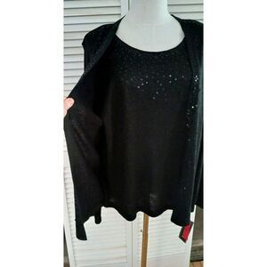NWT Elementz Sparkle Black Sweater Tank Women's LARGE Sequin 1-Piece Long Sleeve